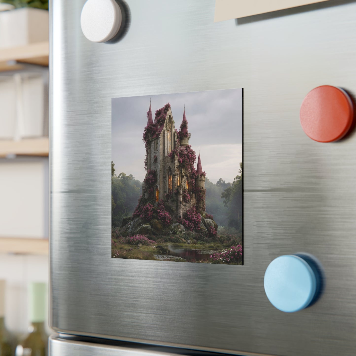 Crimson Rose Castle Magnet – Whispers of the Twilight Keep