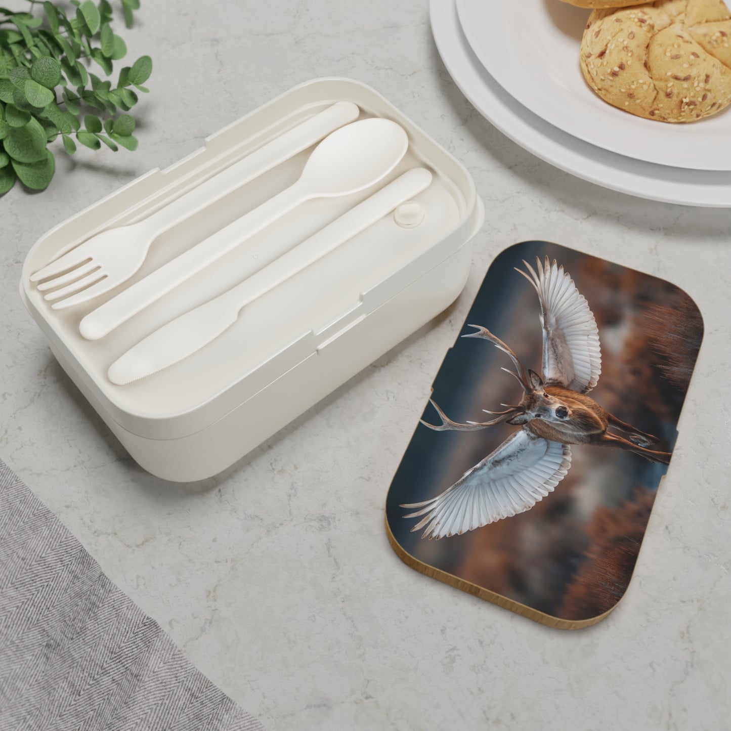 Winged Stag Bento Lunch Box – Forest Flight at Dusk