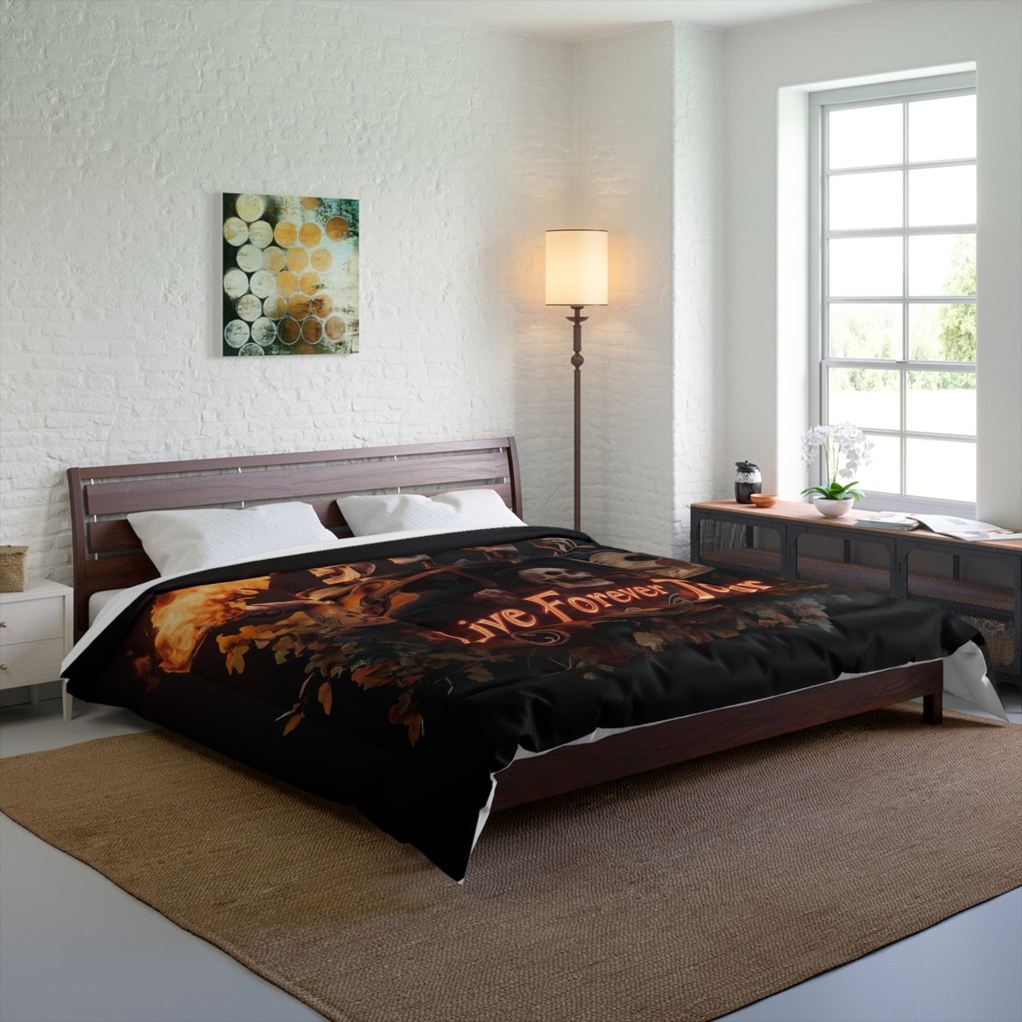 Skeleton Band Comforter – Live Forever Tour Flame Graphic