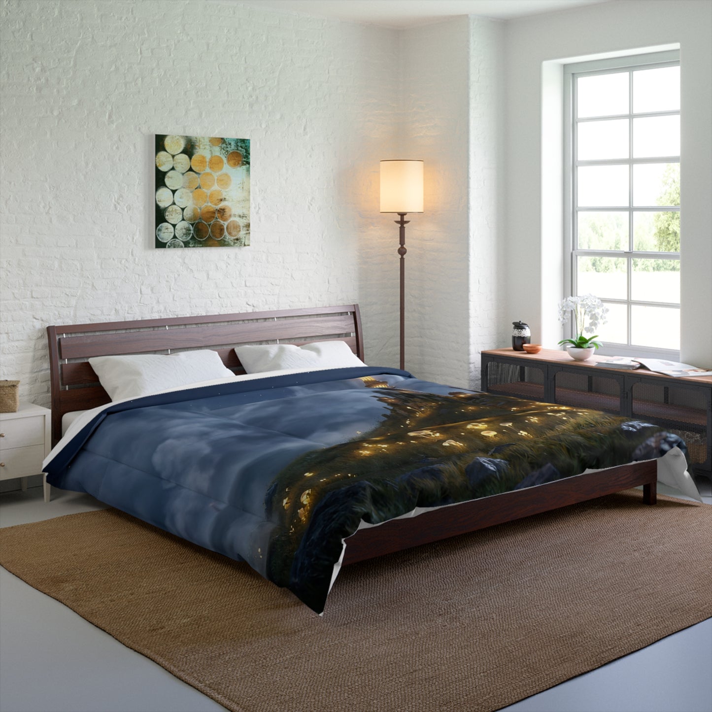 Luminous Castle Comforter – Moonlit Sentinel Dreamscape