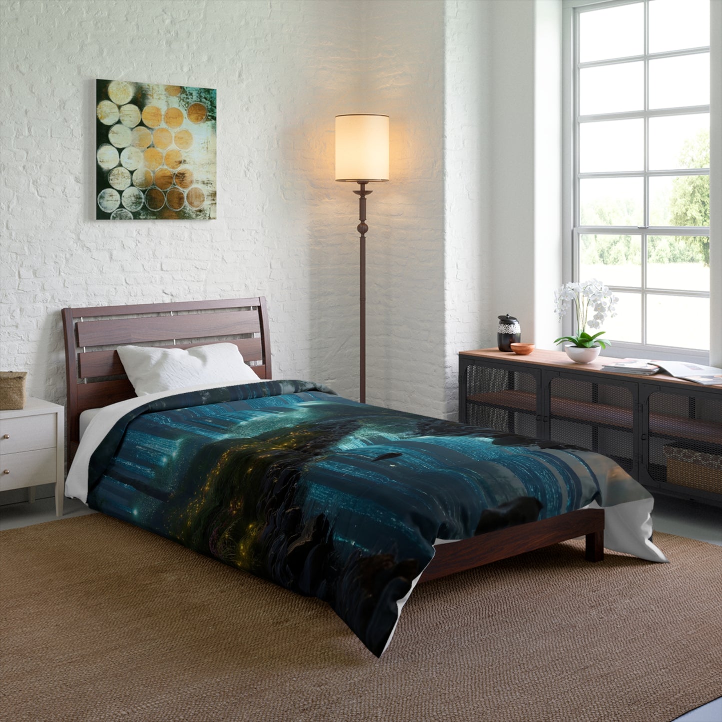 Celestial Lightfall Comforter – Whispering Forest Dreamscape