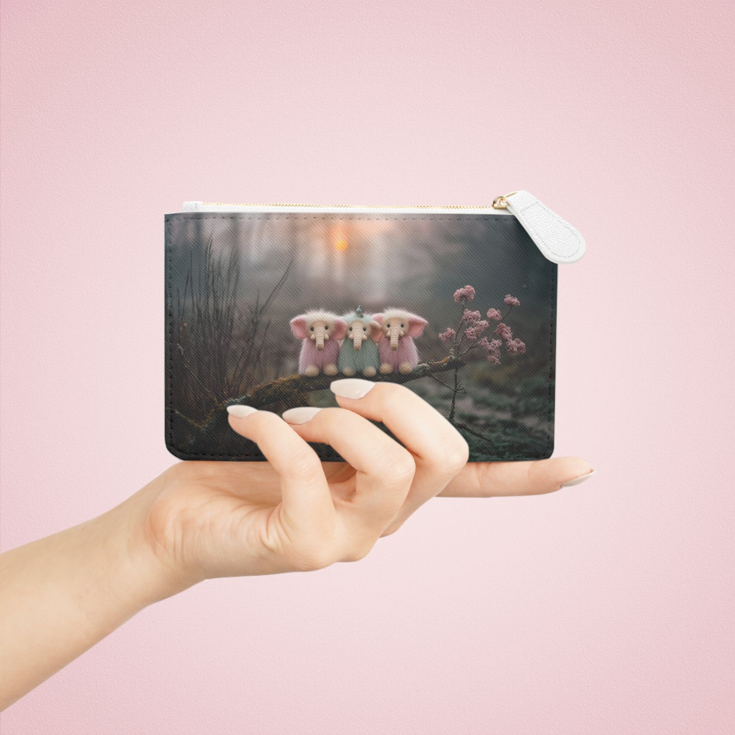 Three Pink Elephants Mini Clutch Bag – Mossy Branch Morning Glow
