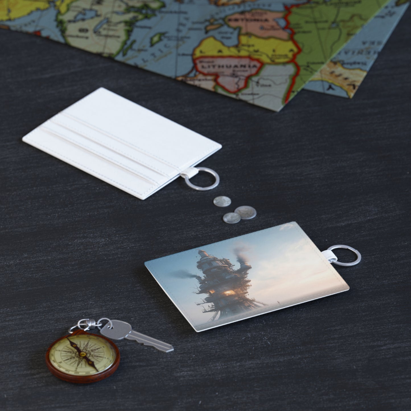 Skyward Steam Tower Card Holder – Dusk’s Last Glow on the Iron Spire
