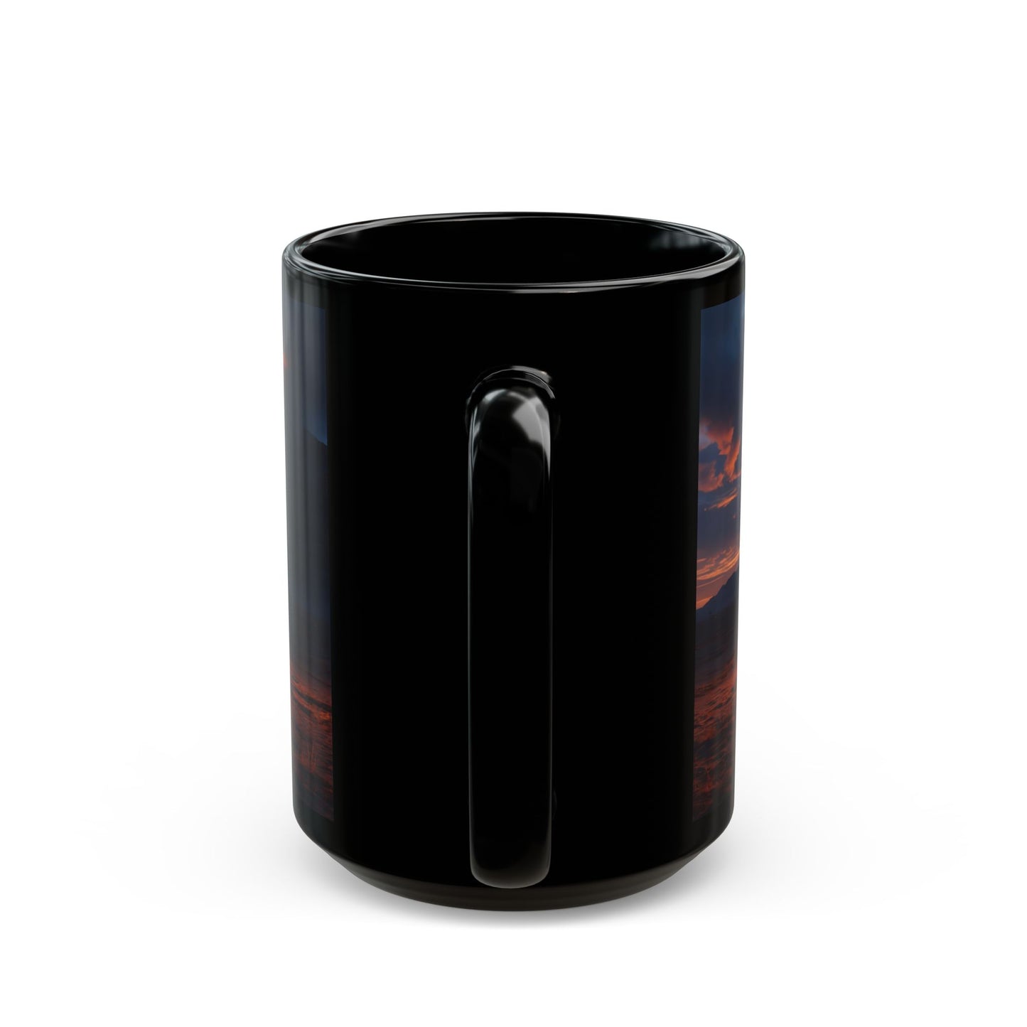 Fiery Portal Black Mug – Sunset Gateway to Another Realm