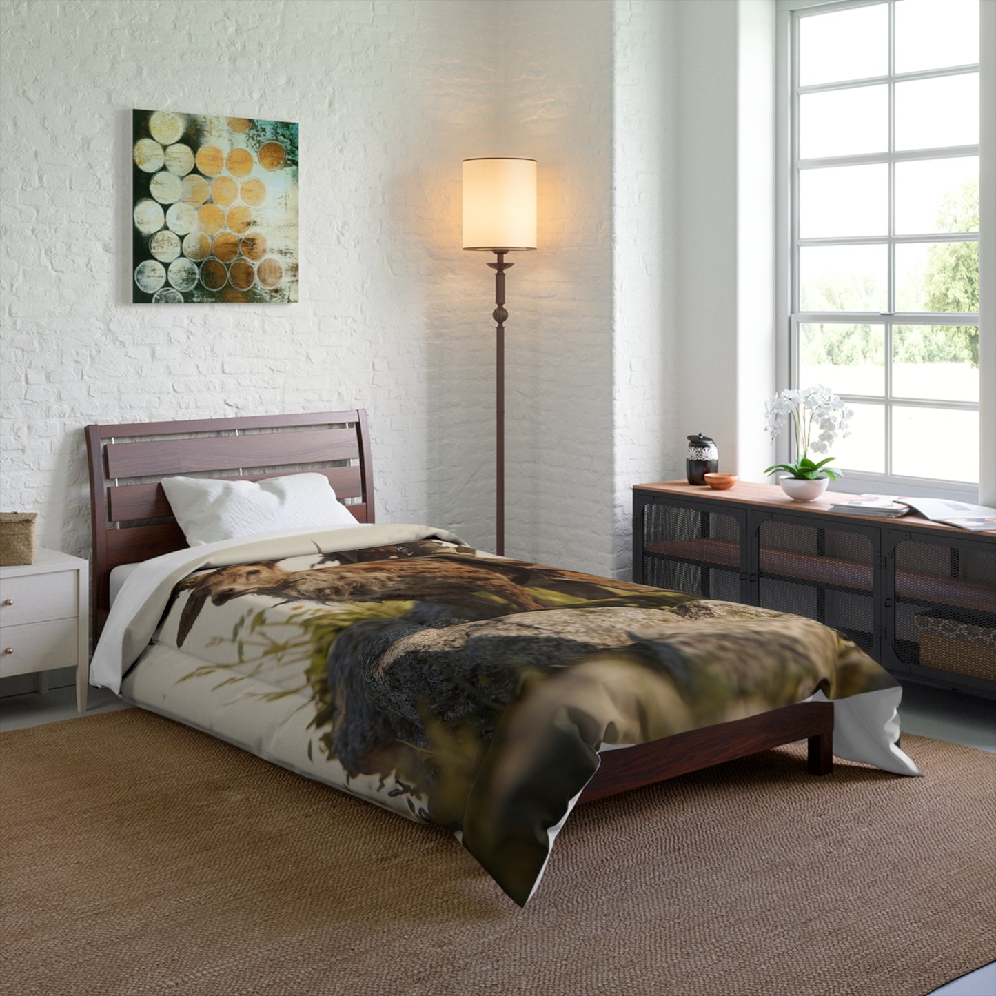 Boy on Stag Comforter – Sunlit Ridge Guardian