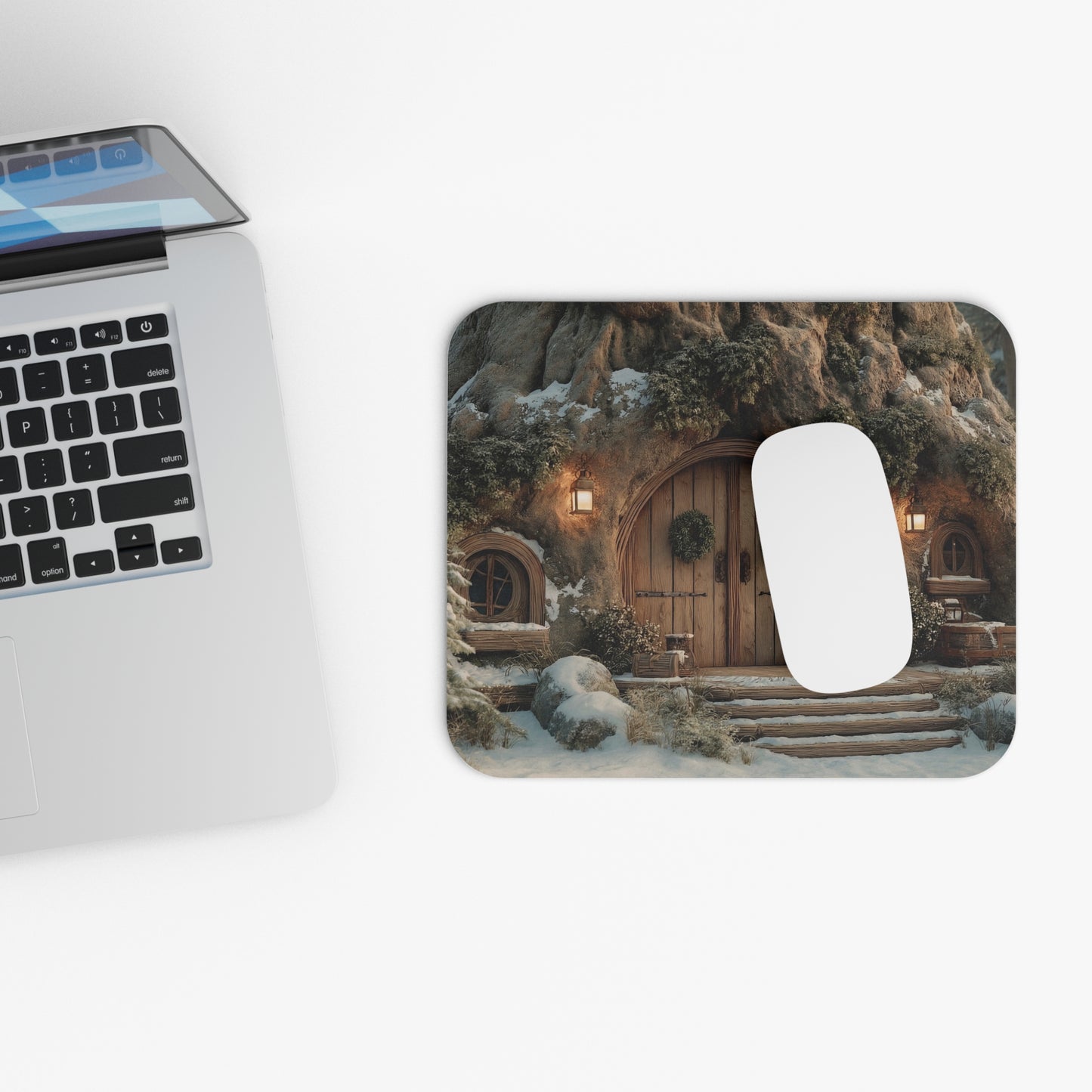 Winter’s Hearth Mouse Pad – Cozy Treehouse Sanctuary (Rectangle)