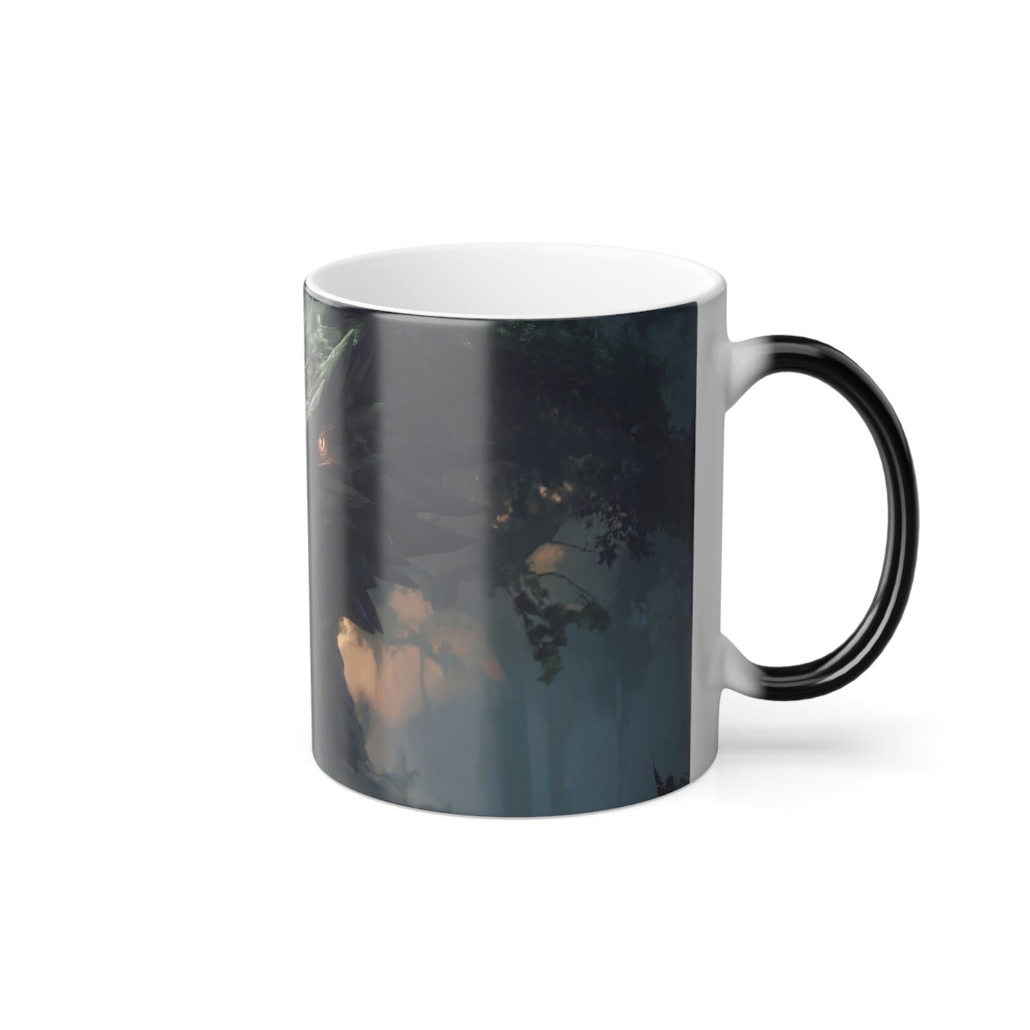 Guardian Dragon Forest – Color Morphing Mug, 11oz – Mossy Titan Watching Over the Path