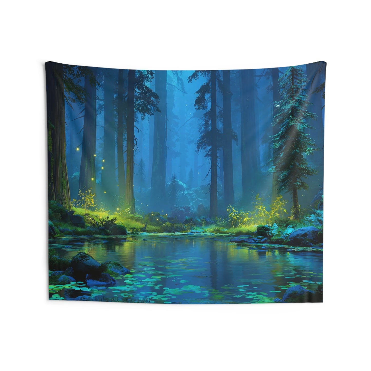 Whispering Forest Tapestries – Bioluminescent Night Creek Dreamscape