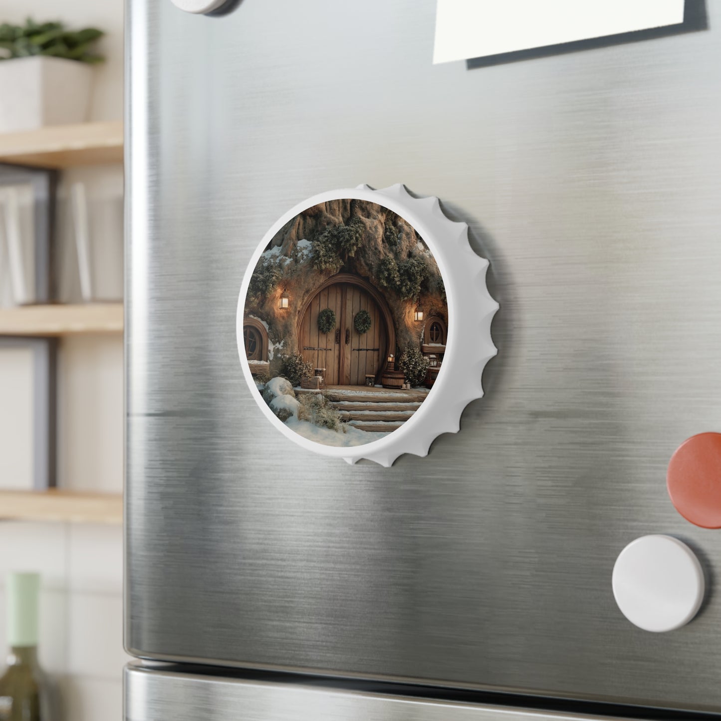 Winterwood Hollow Bottle Opener – Snow-Kissed Treehouse Sanctuary