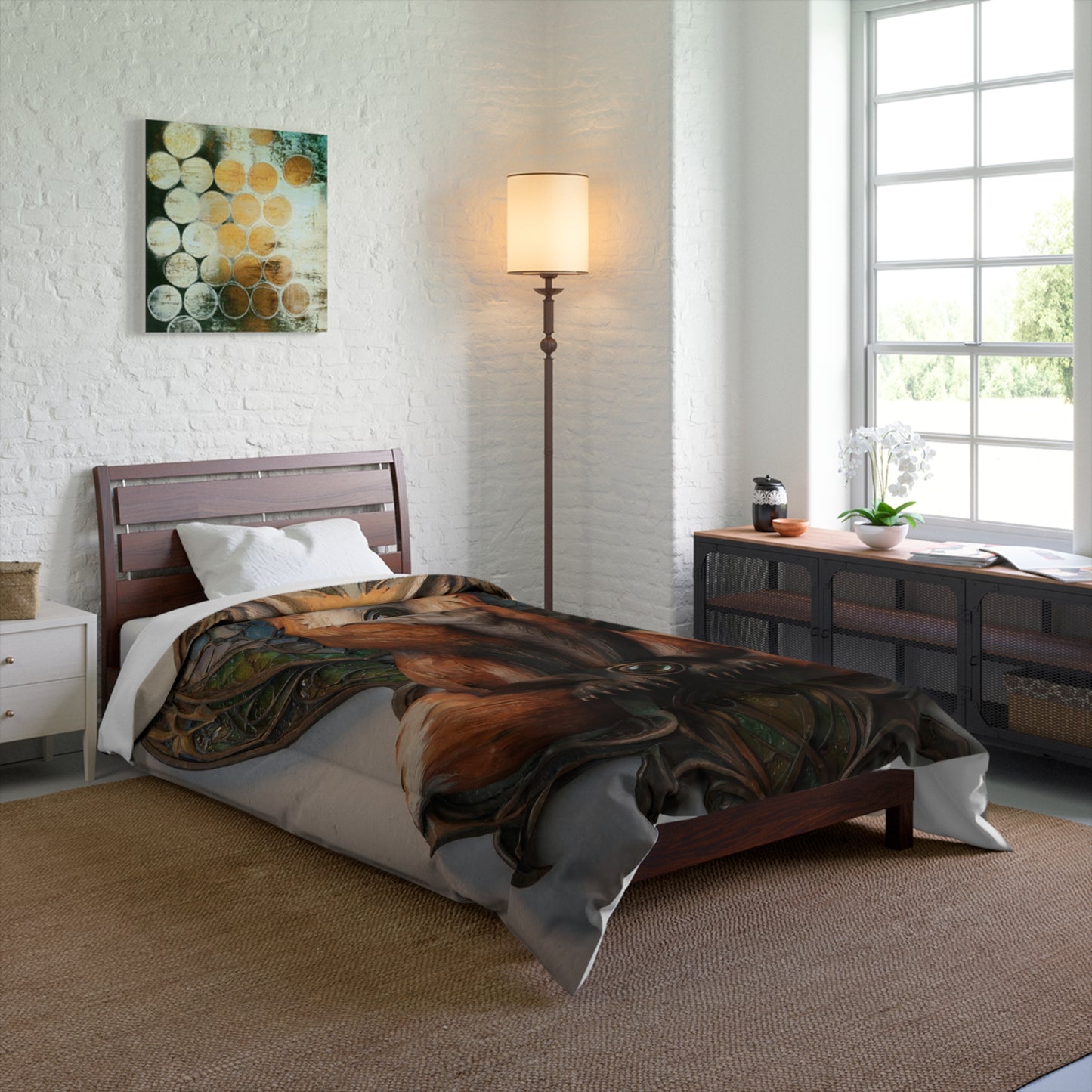 Fox Sentinel Comforter – Amber Twilight Guardian