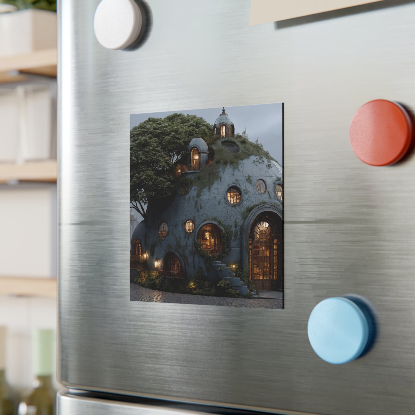 Skyborne Library Magnet – Moss-Covered Orbital Dwelling