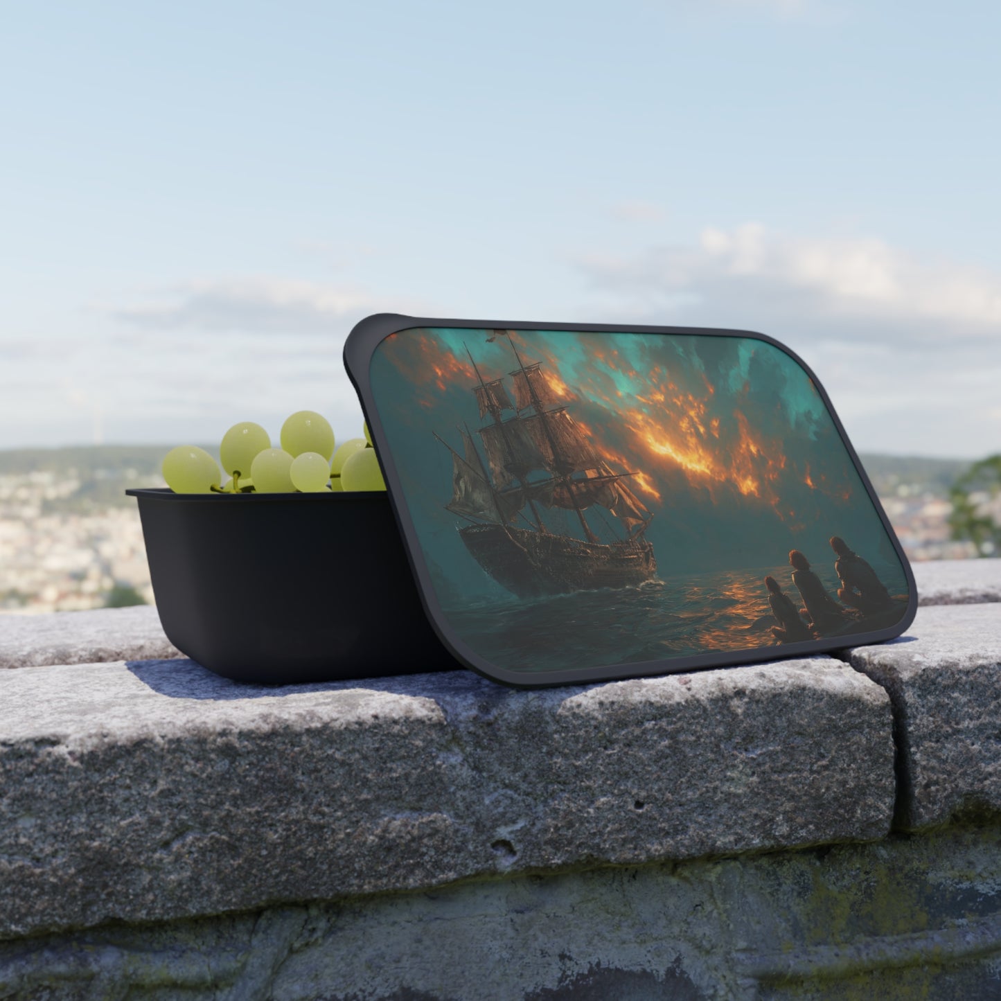 Duskbound Galleon PLA Bento Box with Band and Utensils – Sunset Sailors’ Farewell