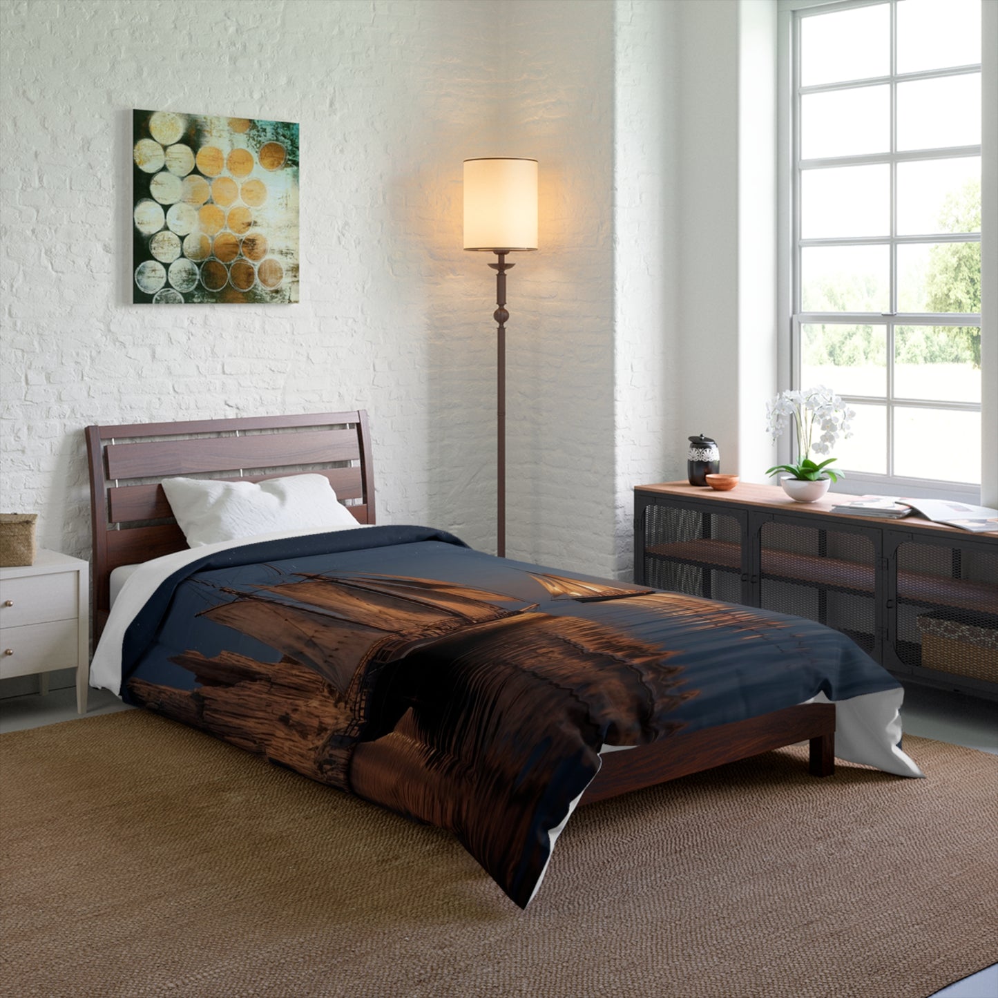 Starlit Sailors Comforter – Moonlit Passage Between Jagged Peaks