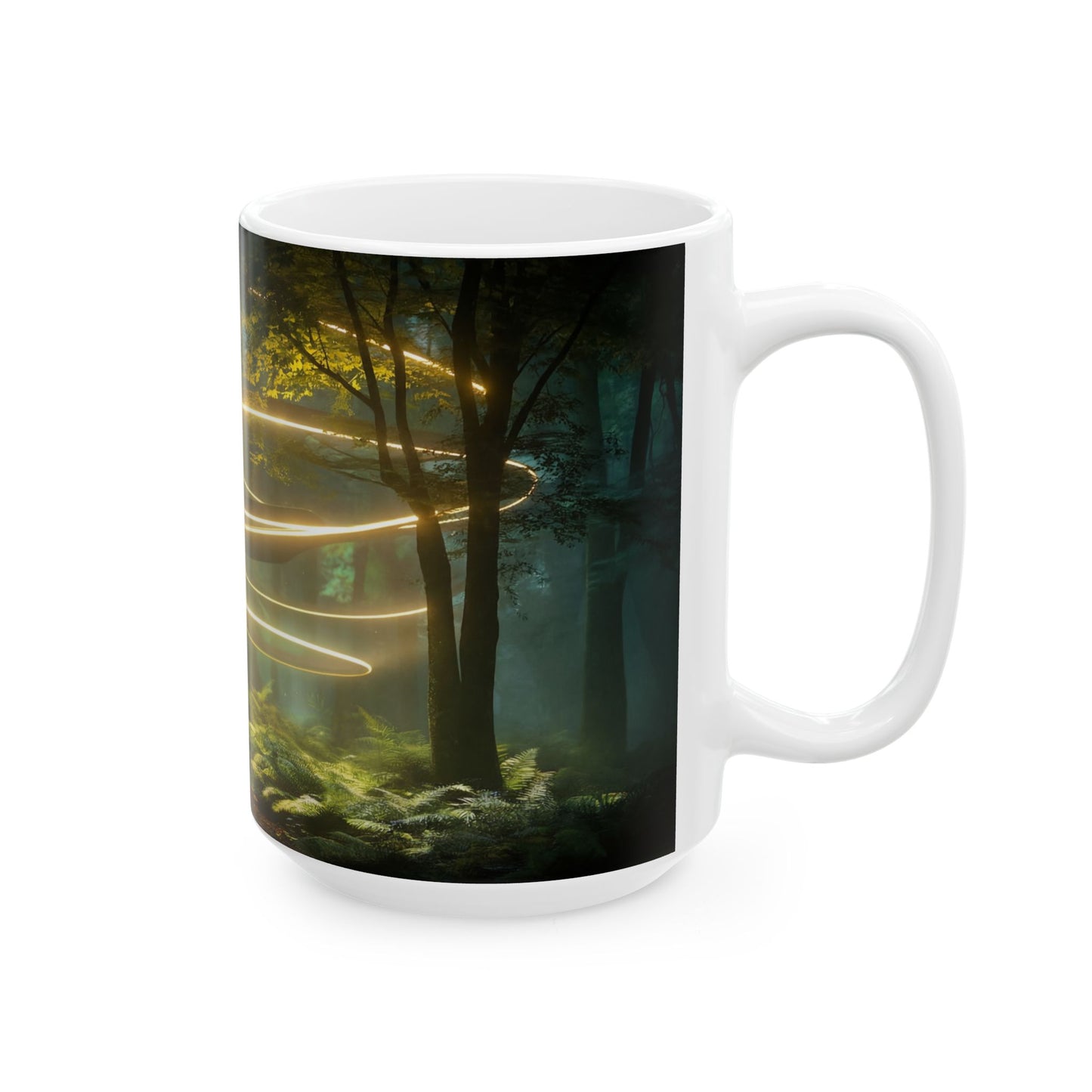 Luminescent Spiral Forest Mug – Whispers of the Ancient Grove