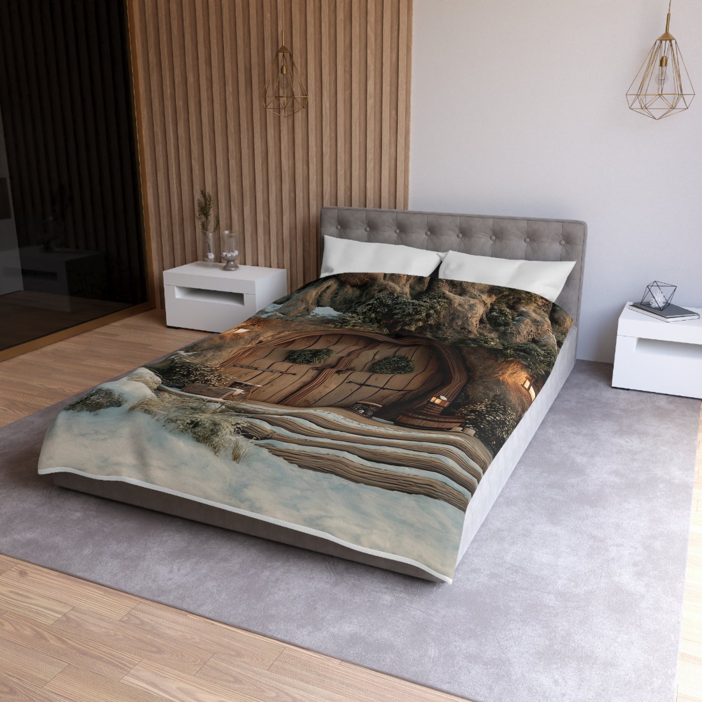 Winter’s Whisper Microfiber Duvet Cover – Cozy Treehouse Sanctuary