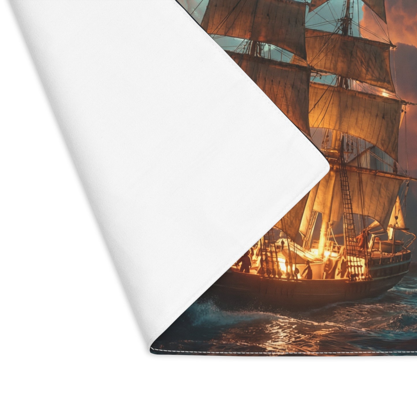 Starlit Galleon Placemat – Voyage Through Crimson Skies