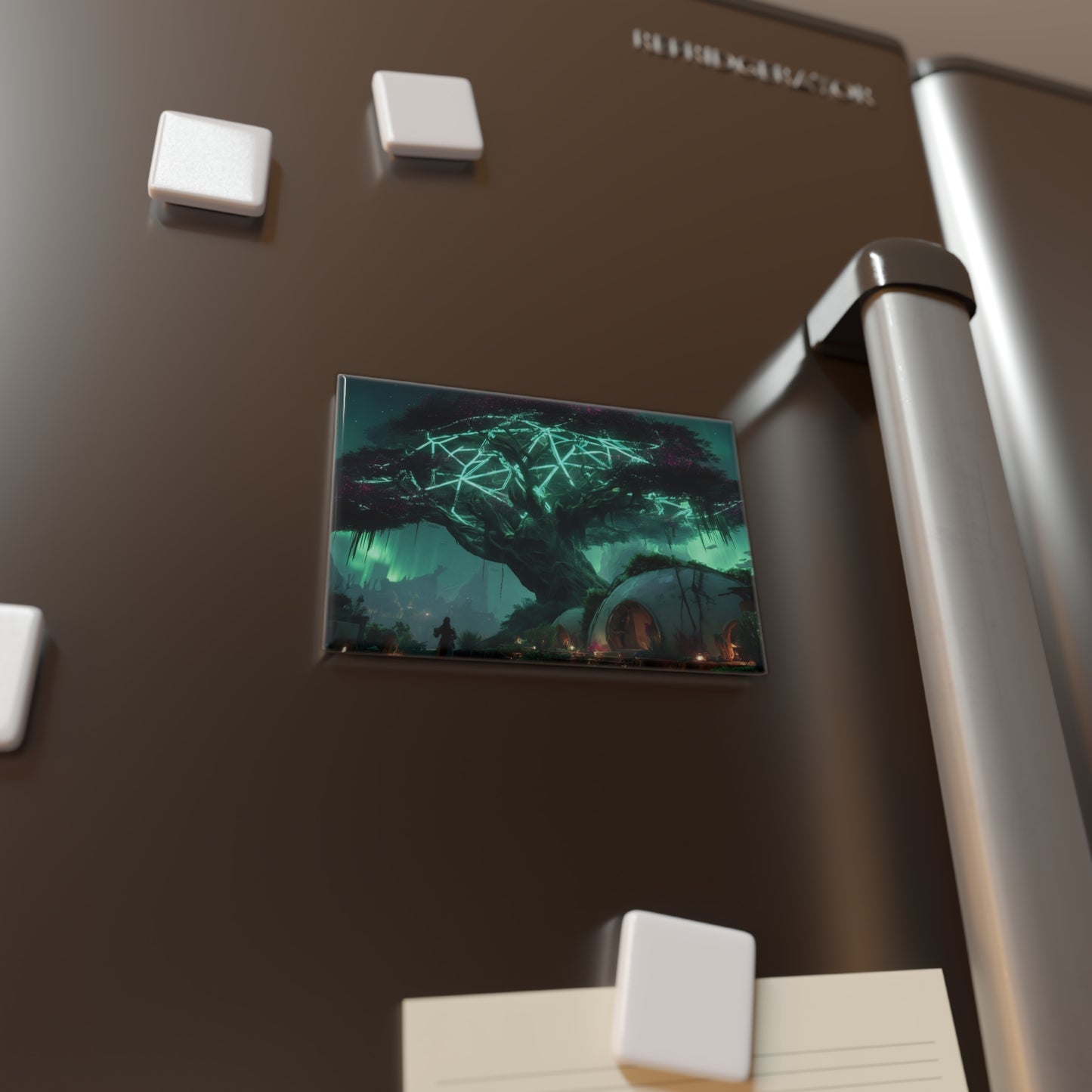 Celestial Treehouse Magnet – Aurora Glow Under the Living Sky