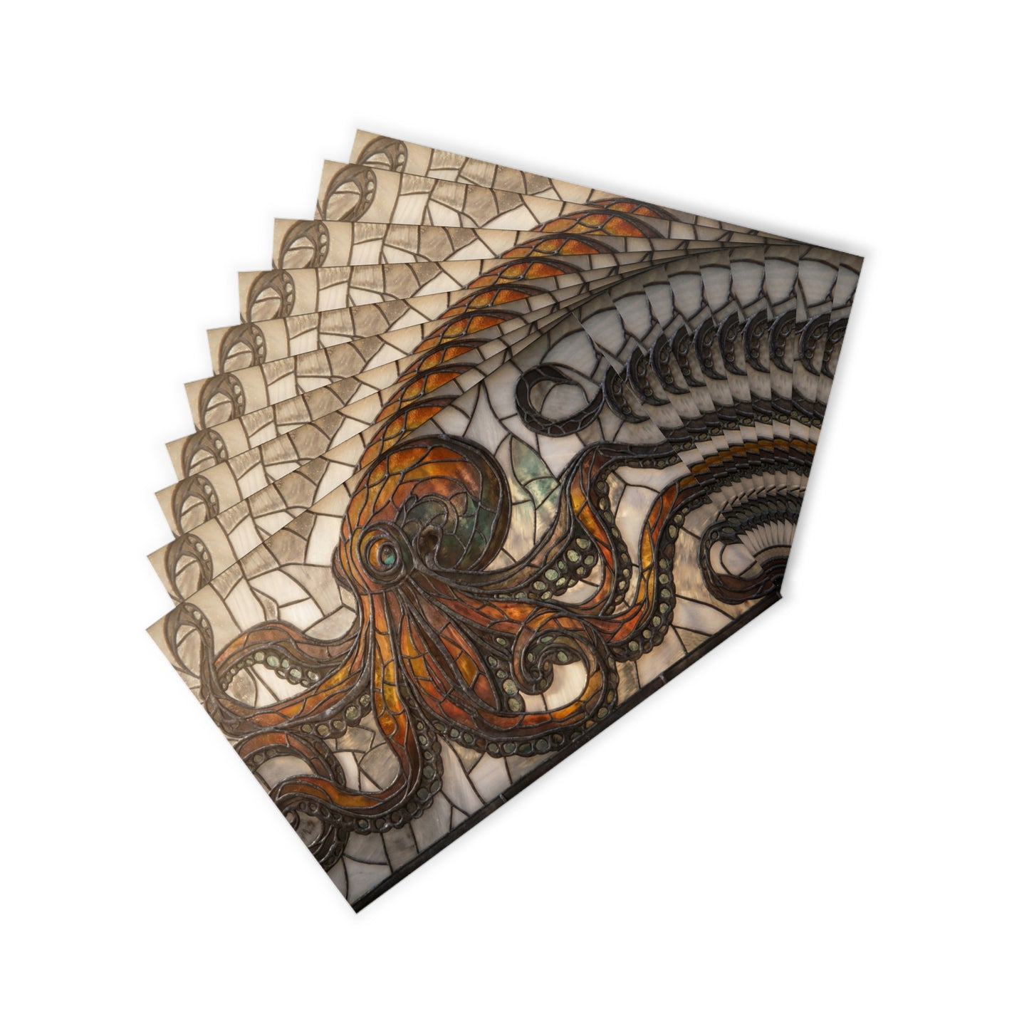 Stained Glass Octopus Postcards (10pcs) – Amber Tentacle Mosaic