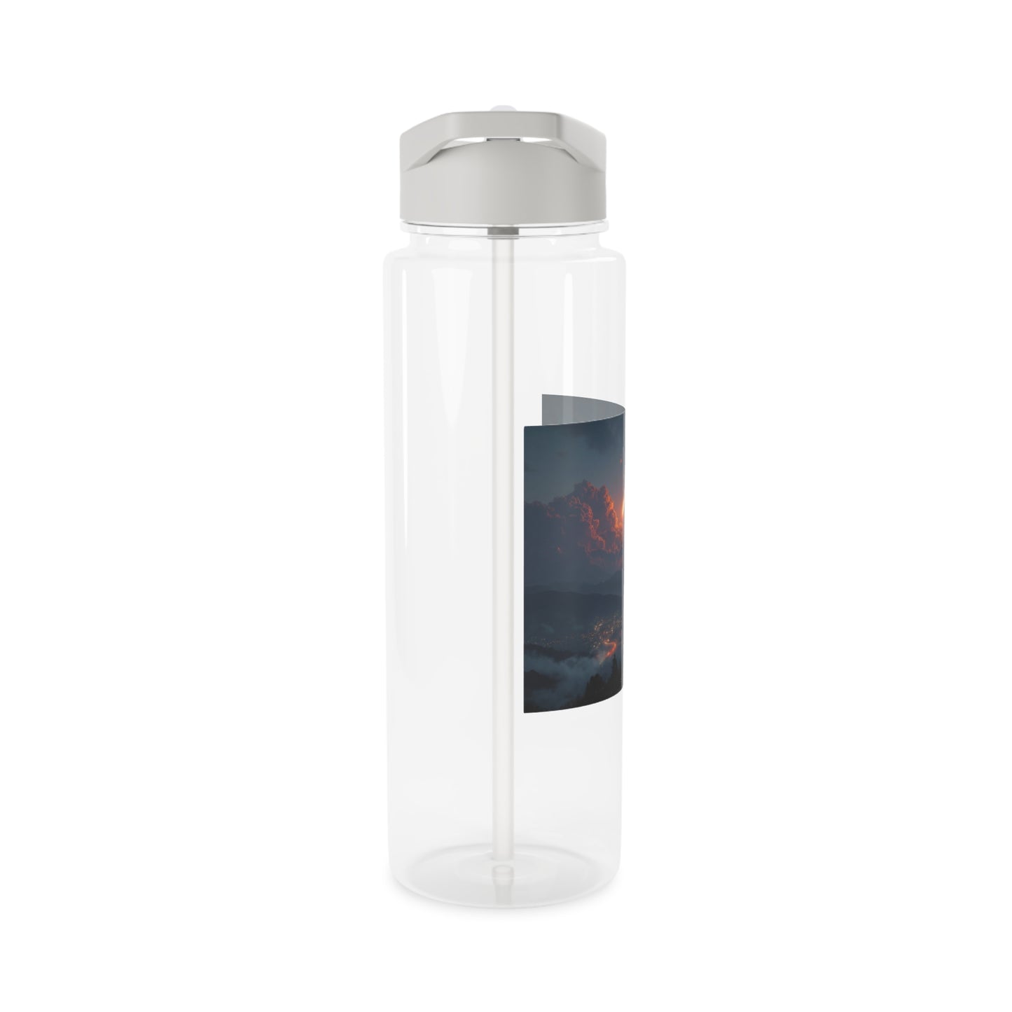 Meteor Over Mountain City Tritan Water Bottle – Fiery Trail Across Twilight Valley