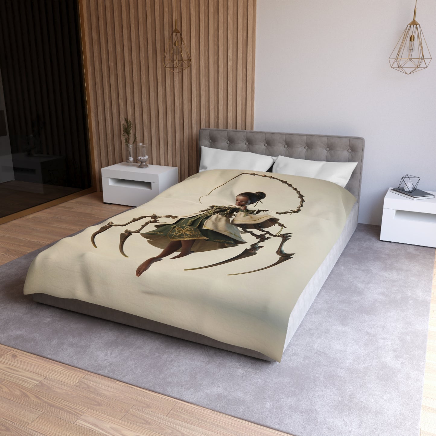 Moonlit Weaver Duvet Cover – Suspended in Bronze and Bloom