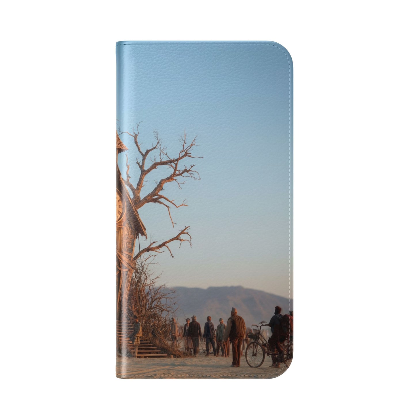 Clocktower Wanderers Flip Cases – Dusty Desert Sentinel Scene