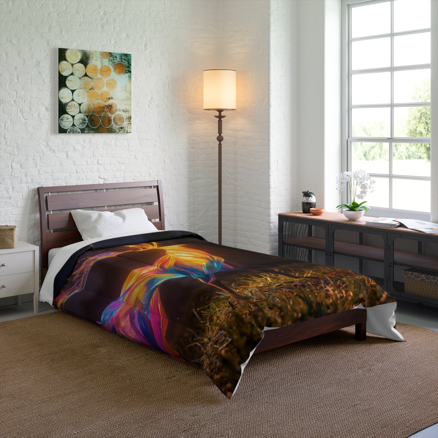 Chromatic Stag Comforter – Whispers of Night and Light
