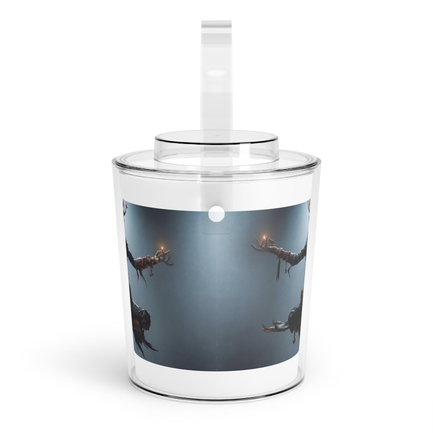 Celestial Stag Sentinel Ice Bucket with Tongs – Glowing Candlelit Meditation