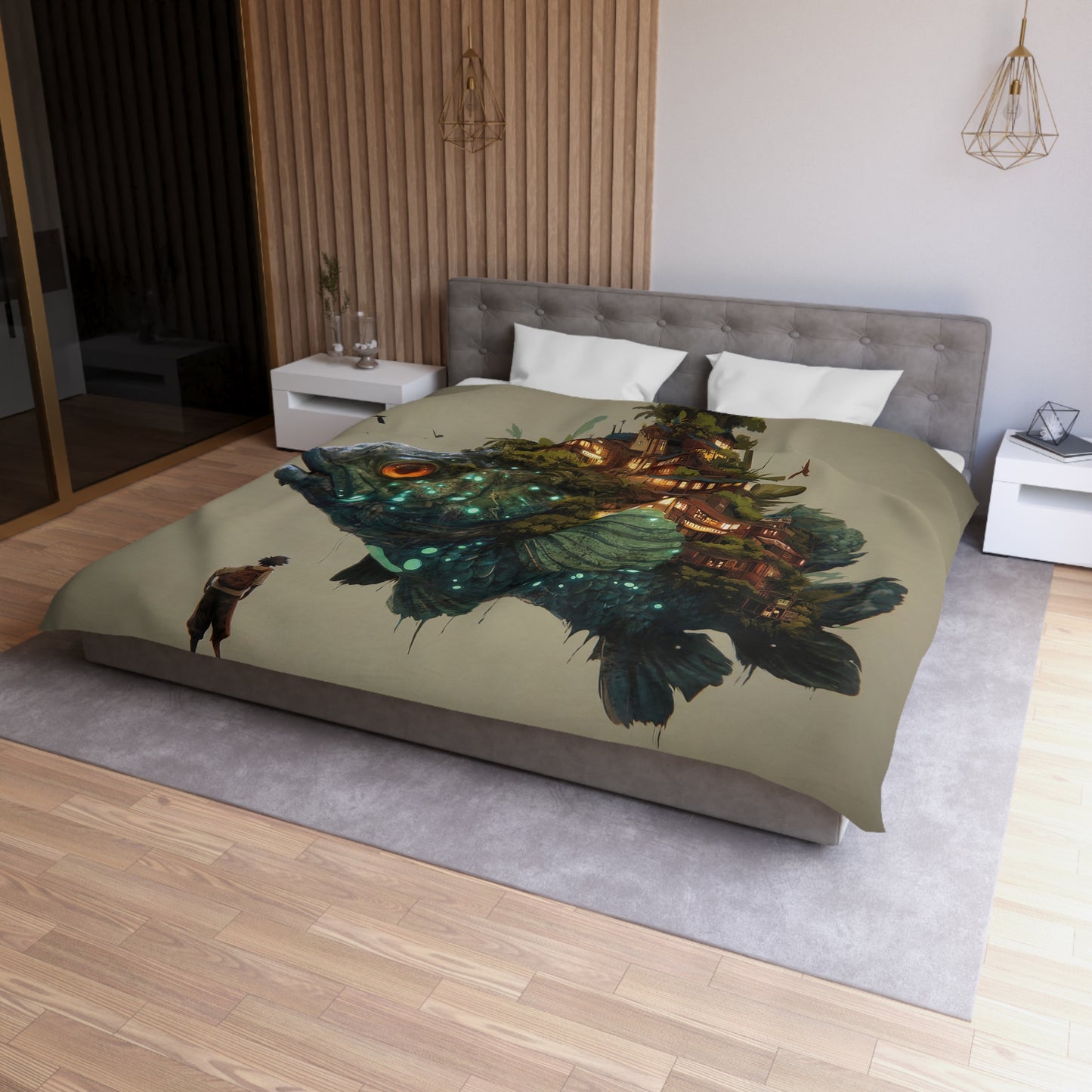 Bioluminescent Fish Village Microfiber Duvet Cover – Home Within the Deep
