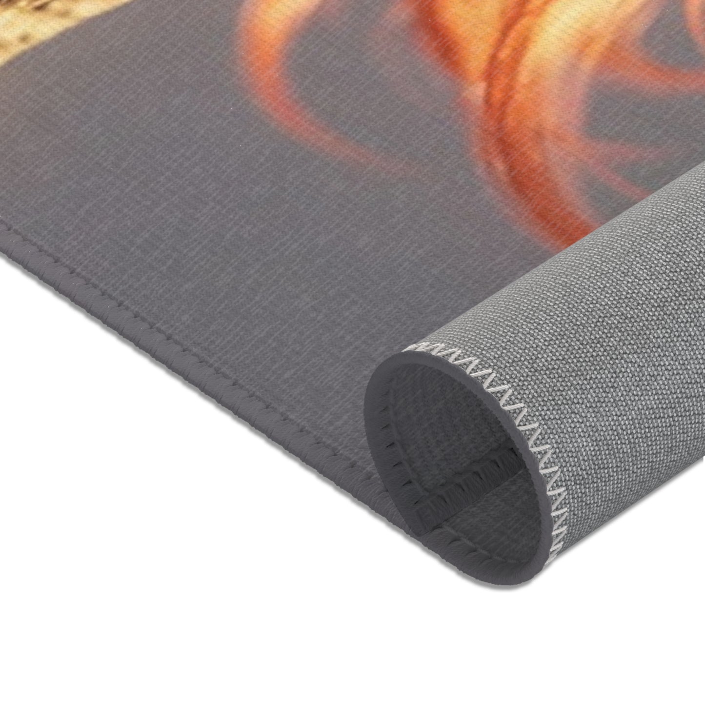 Red-Haired Sentinel Area Rug – Sunset Warrior’s Resting Place