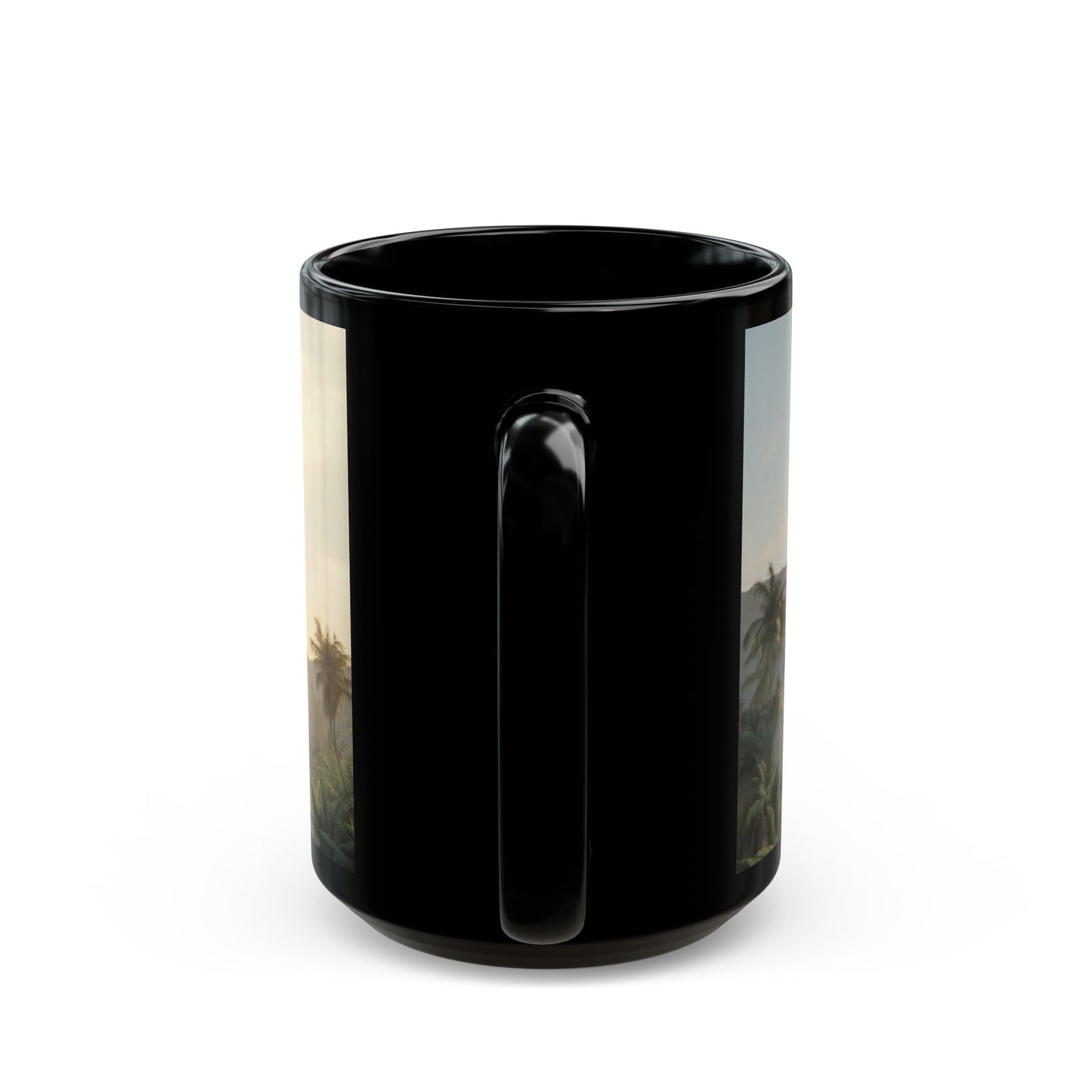 Castle on Turtle’s Back Black Mug – Sunlit Jungle Sanctuary