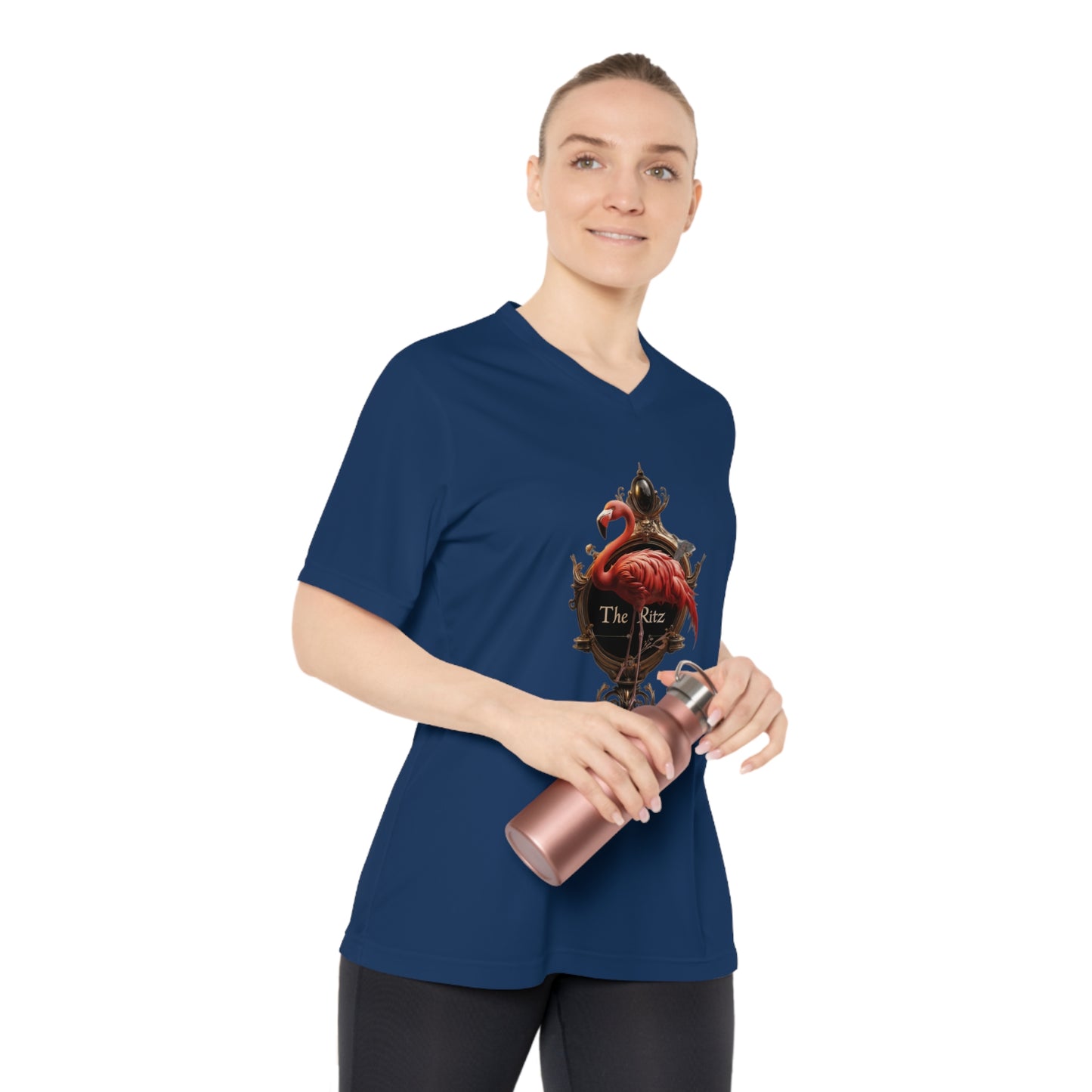 Velvet Frame Flamingo Women's Performance V-Neck T-Shirt – Ornate Gold Ritz Crest