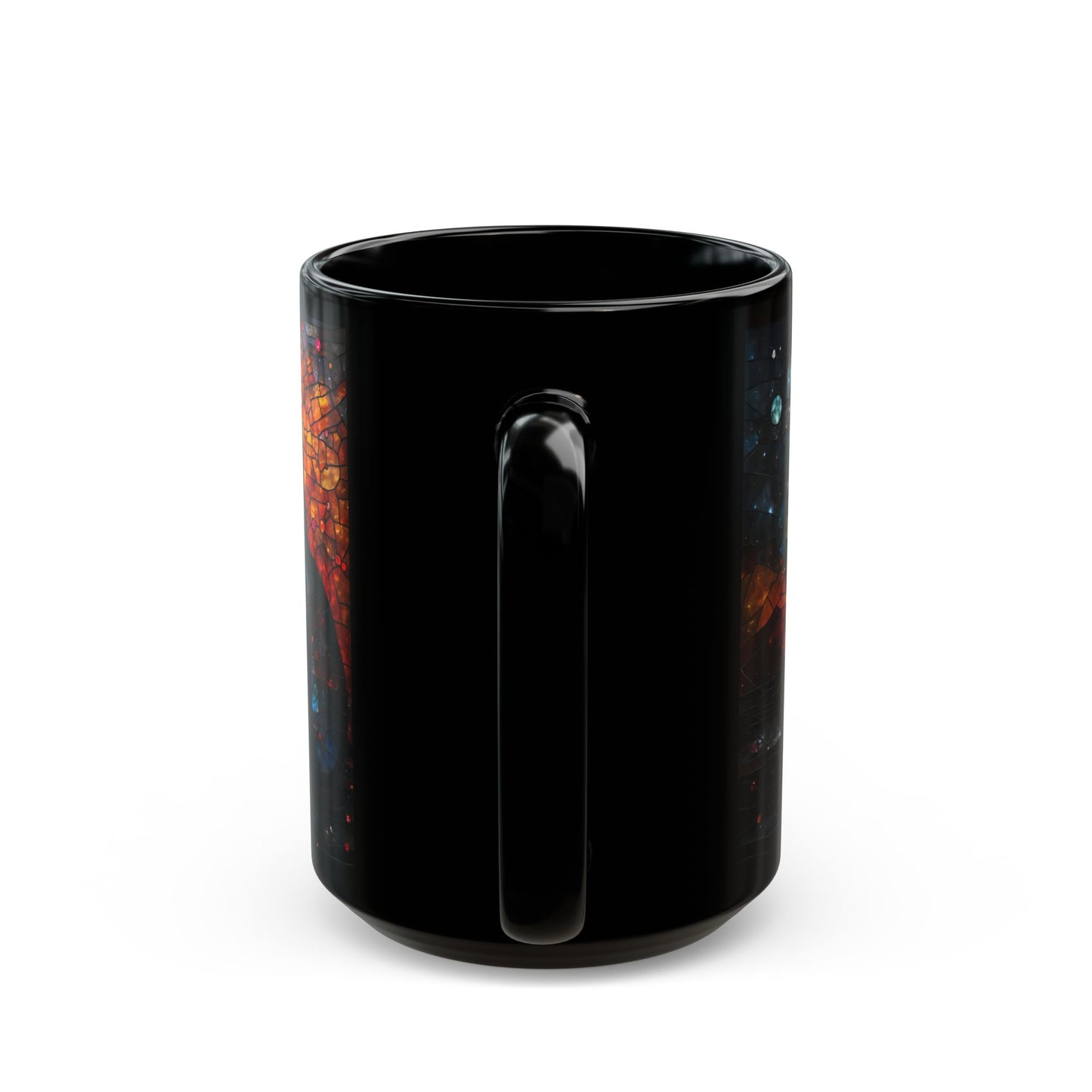 Celestial Cat Stained Glass Mug – Cosmic Sunset Guardian