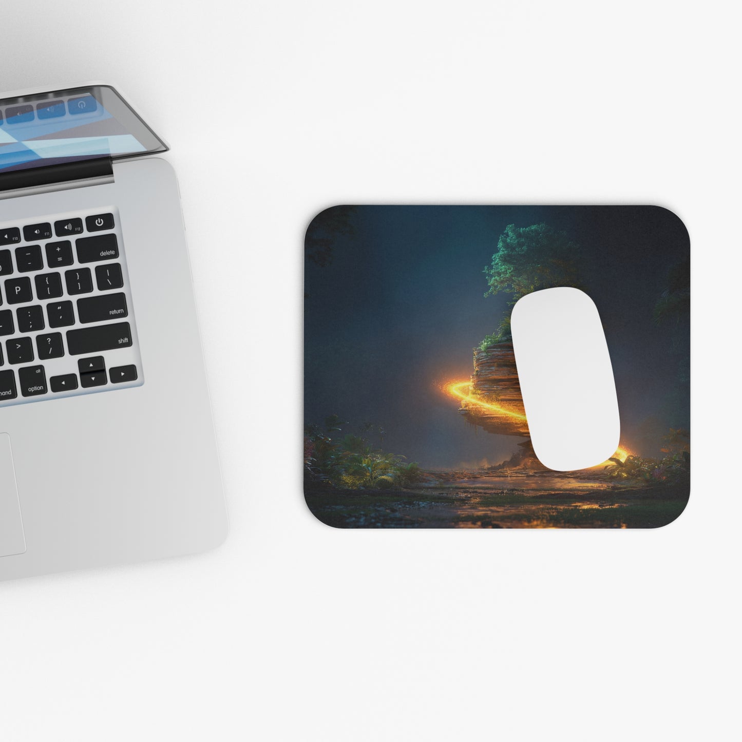 Floating Island Tree Mouse Pad (Rectangle) – Luminous Twilight Portal