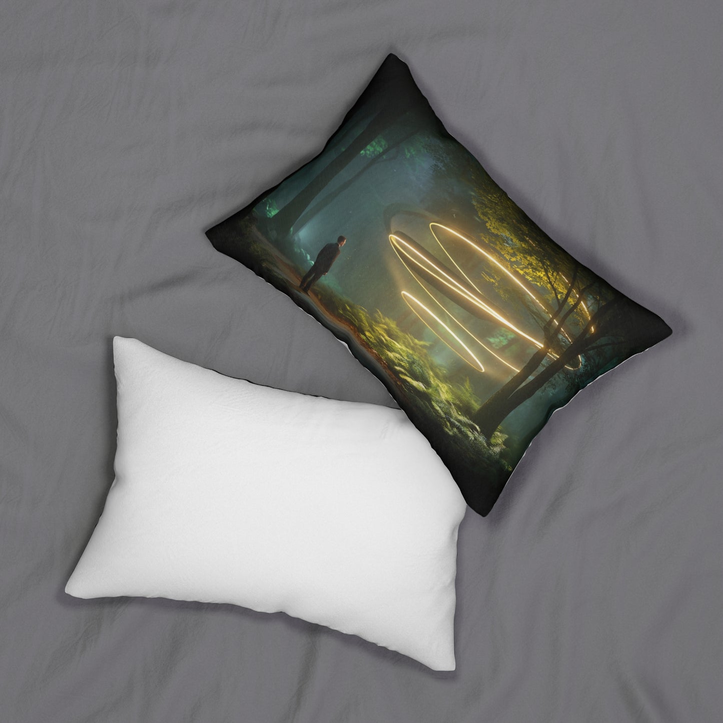 Celestial Vortex Lumbar Pillow – Indigo Cloud Dreamscape