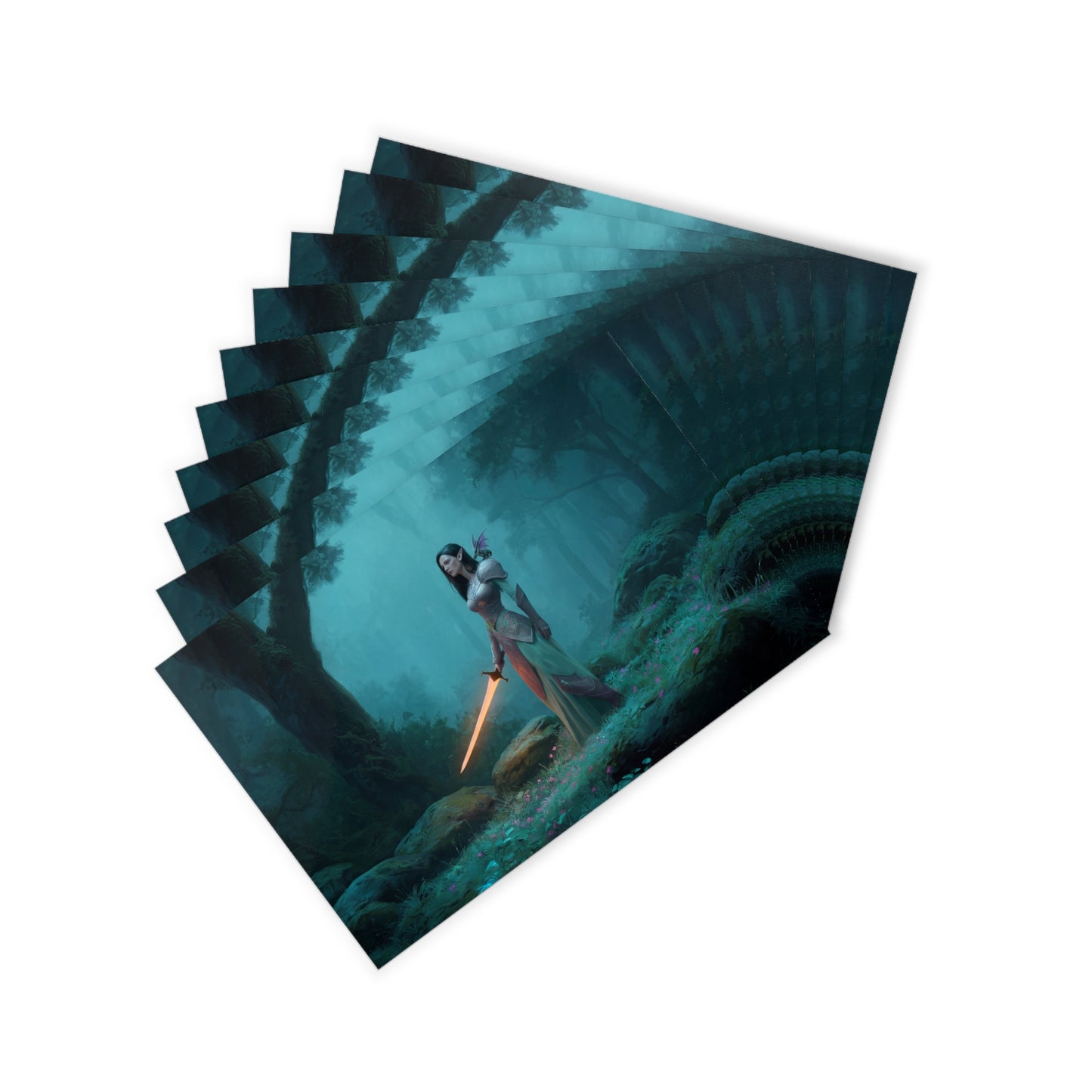 Blade of the Misty Grove Postcards (10pcs) – Elven Sentinel in Verdant Twilight