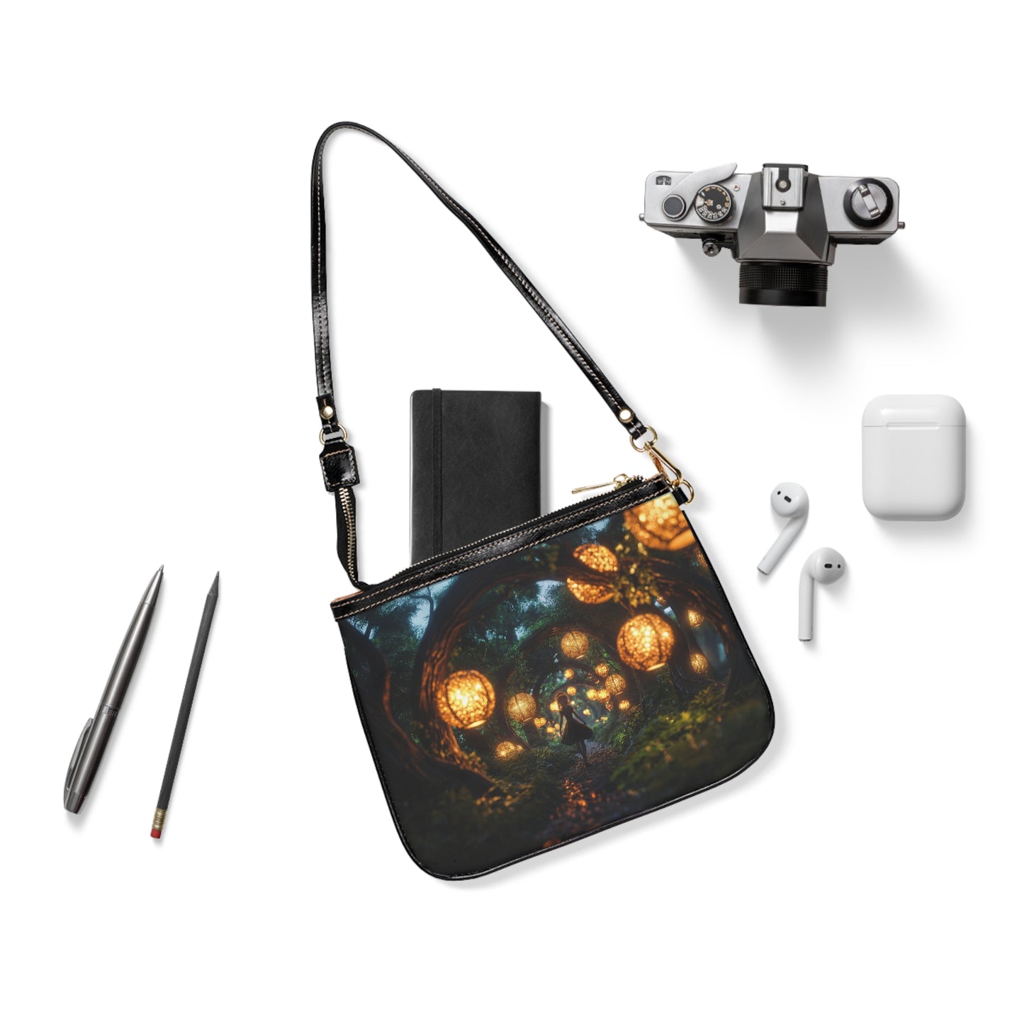 Luminous Lantern Grove Shoulder Bag – Whispering Pathway Through Ancient Trees