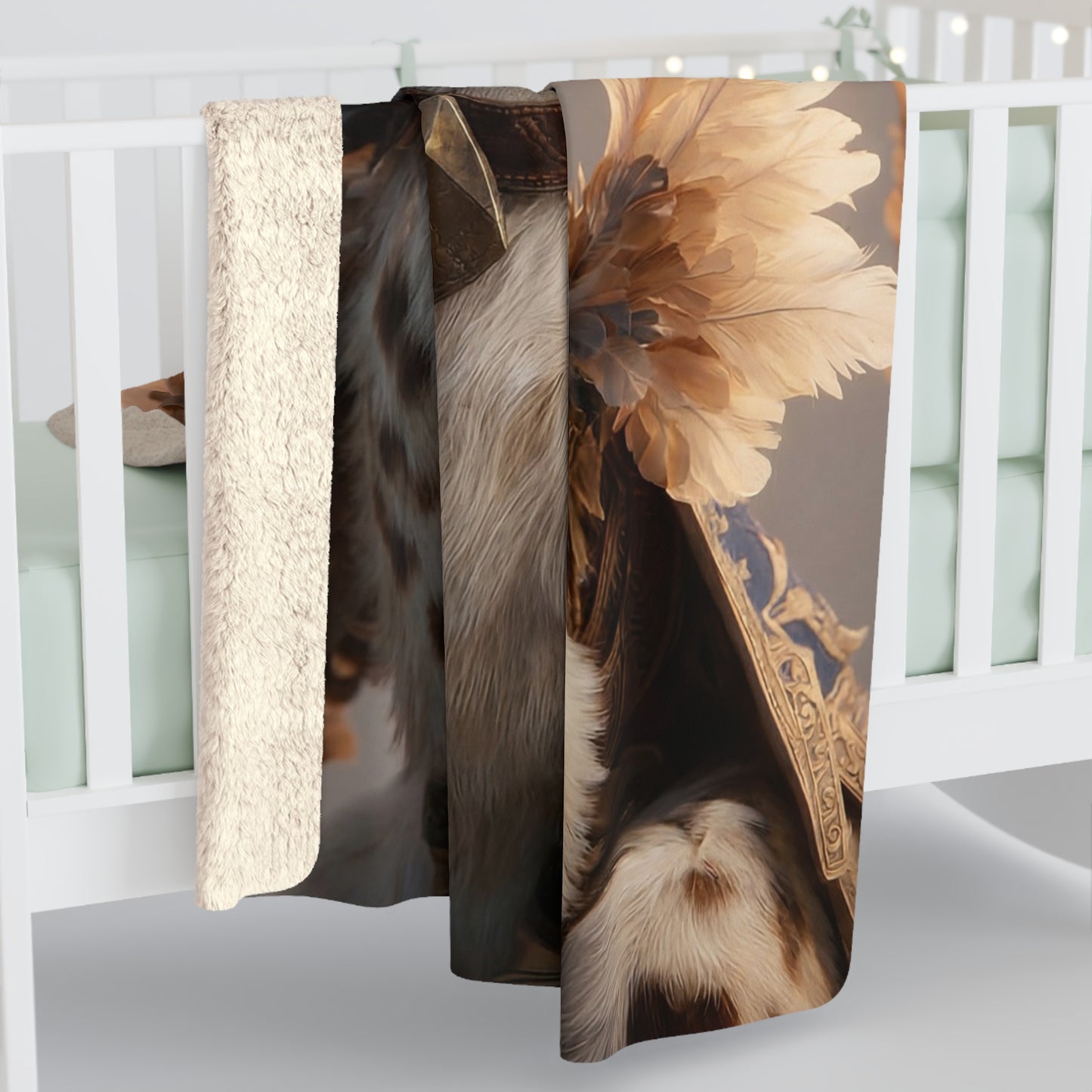 Regal Winged Cat Sherpa Fleece Blanket – Sunlit Crown & Feathered Majesty