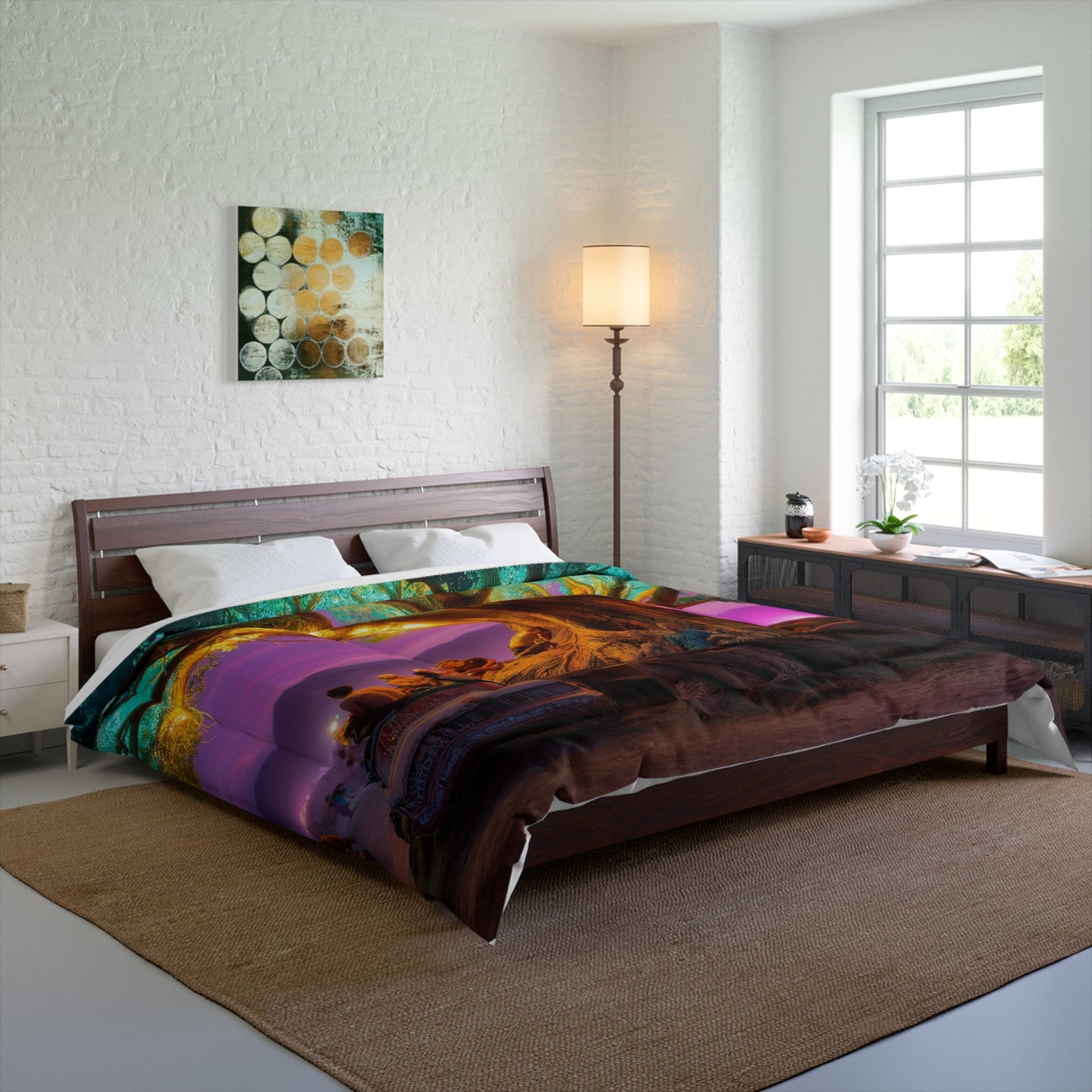 Celestial Tree Comforter – Twilight Gathering Under Neon Canopy