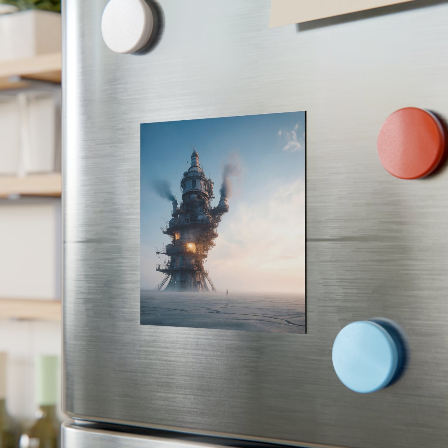 Steam-Powered Tower Square Magnet – Dawn’s Iron Cathedral