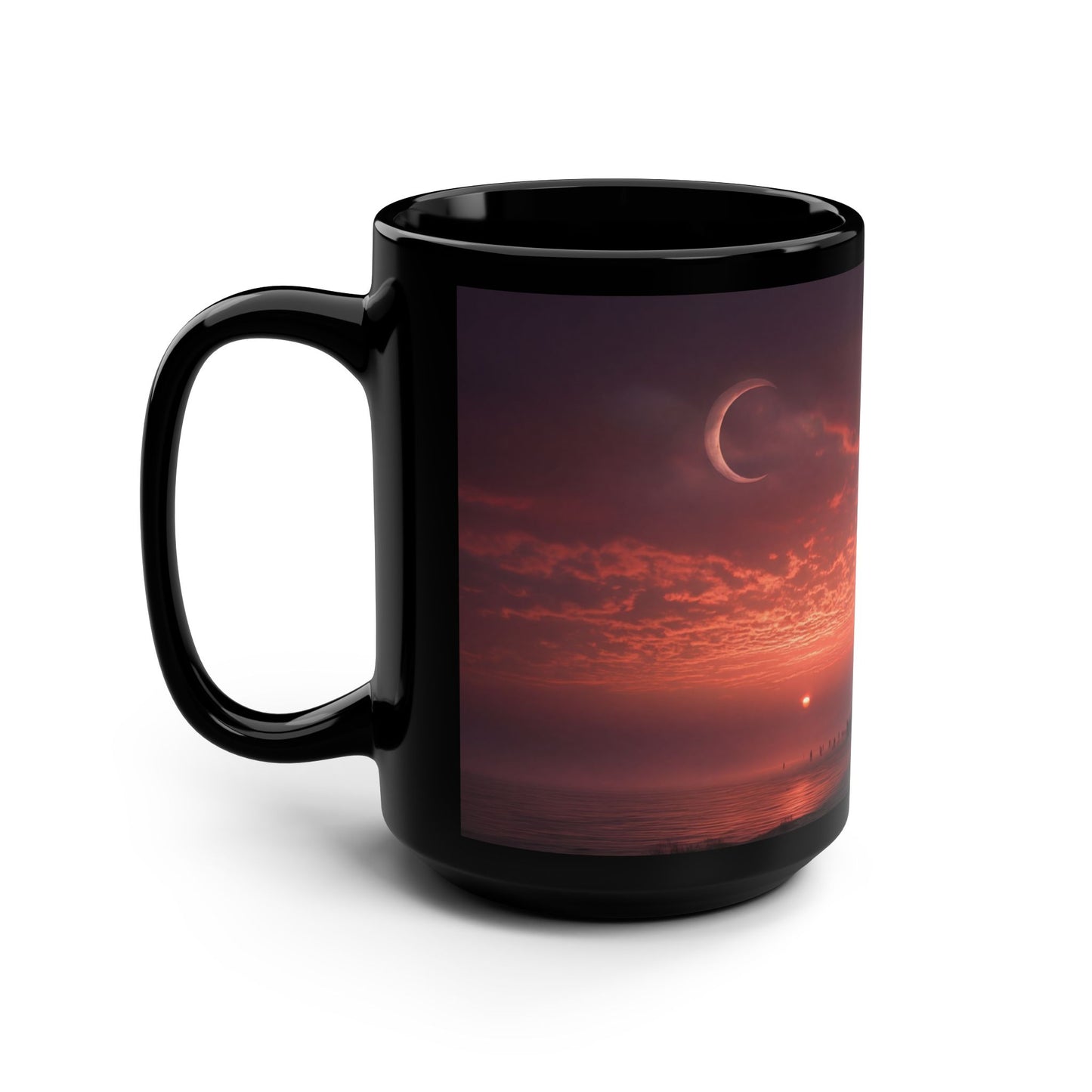 Solitary Climb Mug, 15oz – Crescent Moon & Stone Stairway Journey