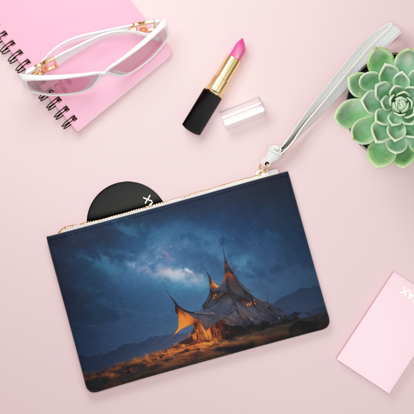 Starlit Nomad Tent Clutch Bag – Milky Way Campfire Glow