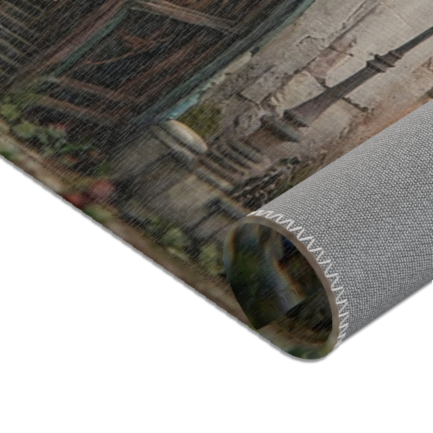 Clockwork Citadel Area Rugs – Twilight Keep with Glowing Windows