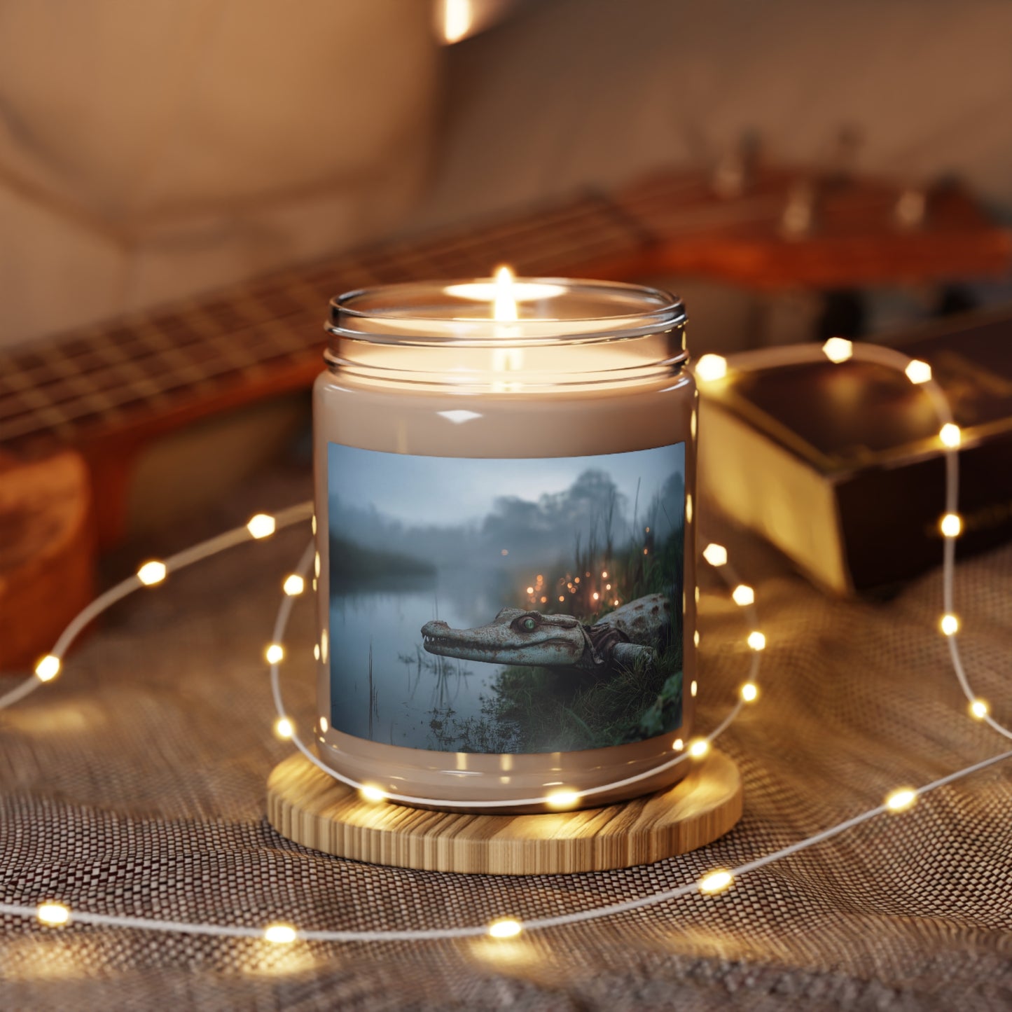 Misty Swamp Crocodile Scented Soy Candles with White Lid, 9oz – Emerald Eye Watcher