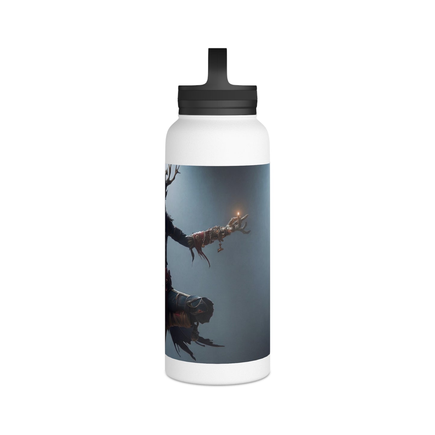 Forest Guardian Meditator Stainless Steel Water Bottle, Handle Lid – Twilight Grove Serenity