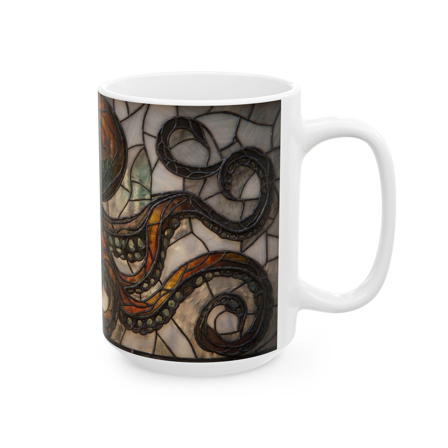 Stained Glass Octopus Ceramic Mug – Amber Tide Artistry