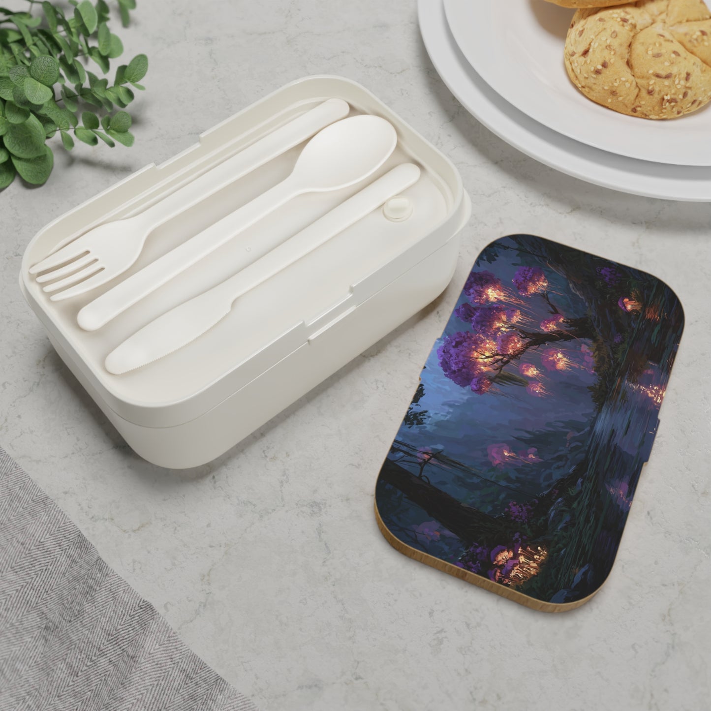 Bioluminescent Grove Bento Lunch Box – Twilight’s Whispering Woods
