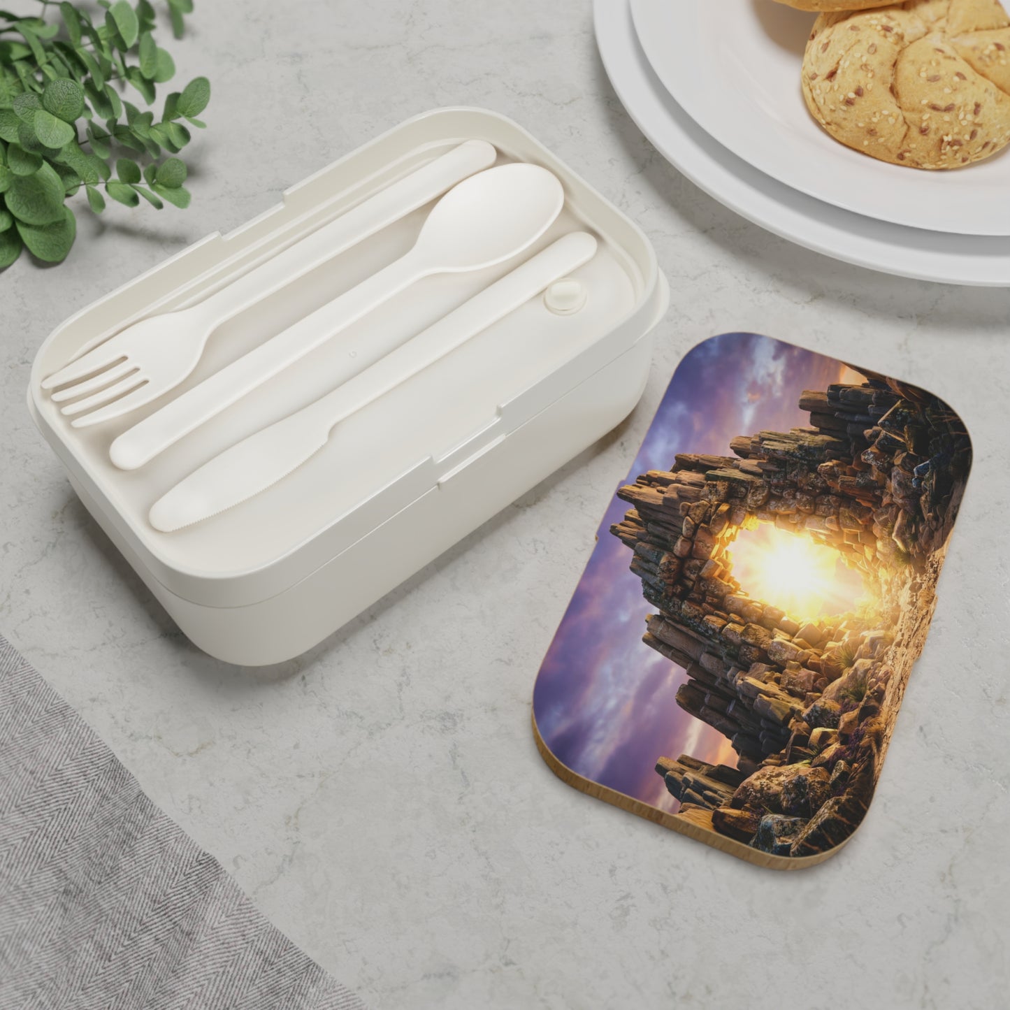 Celestial Stone Archway Bento Lunch Box – Portal to Golden Dawn