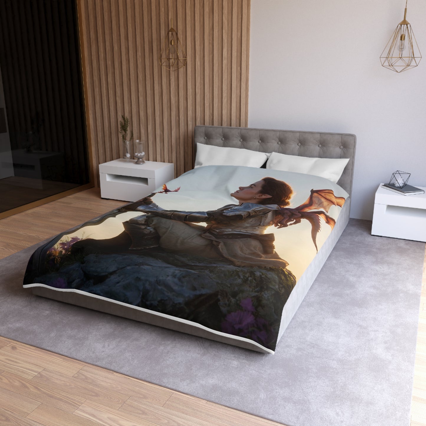 Dragon-Scale Sentinel Microfiber Duvet Cover – Sunset Peak Alliance