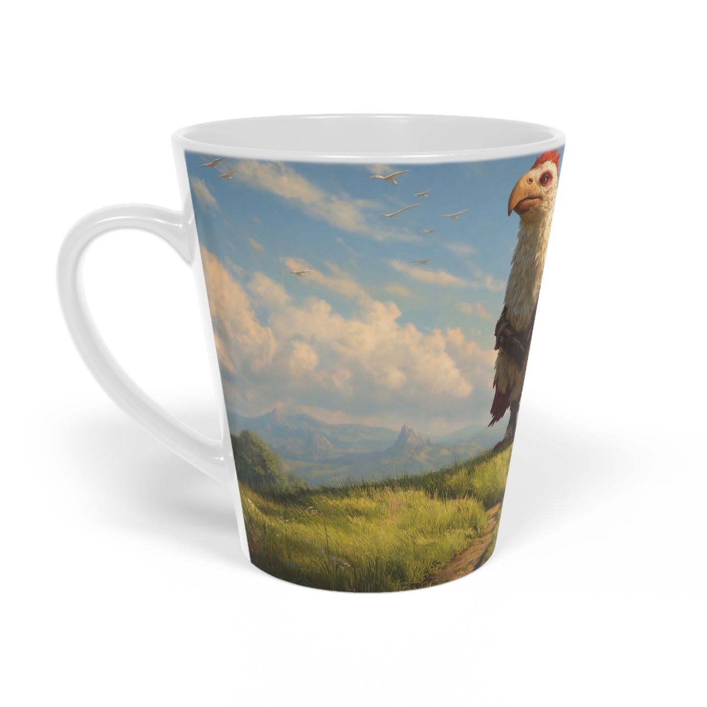 Skybound Eagle Riders Latte Mug, 12oz – Dawn’s Path Over Whispering Hills