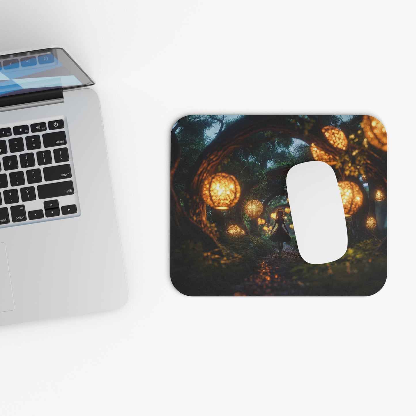 Lantern Grove Mouse Pad (Rectangle) – Whispering Path Through Ancient Trees